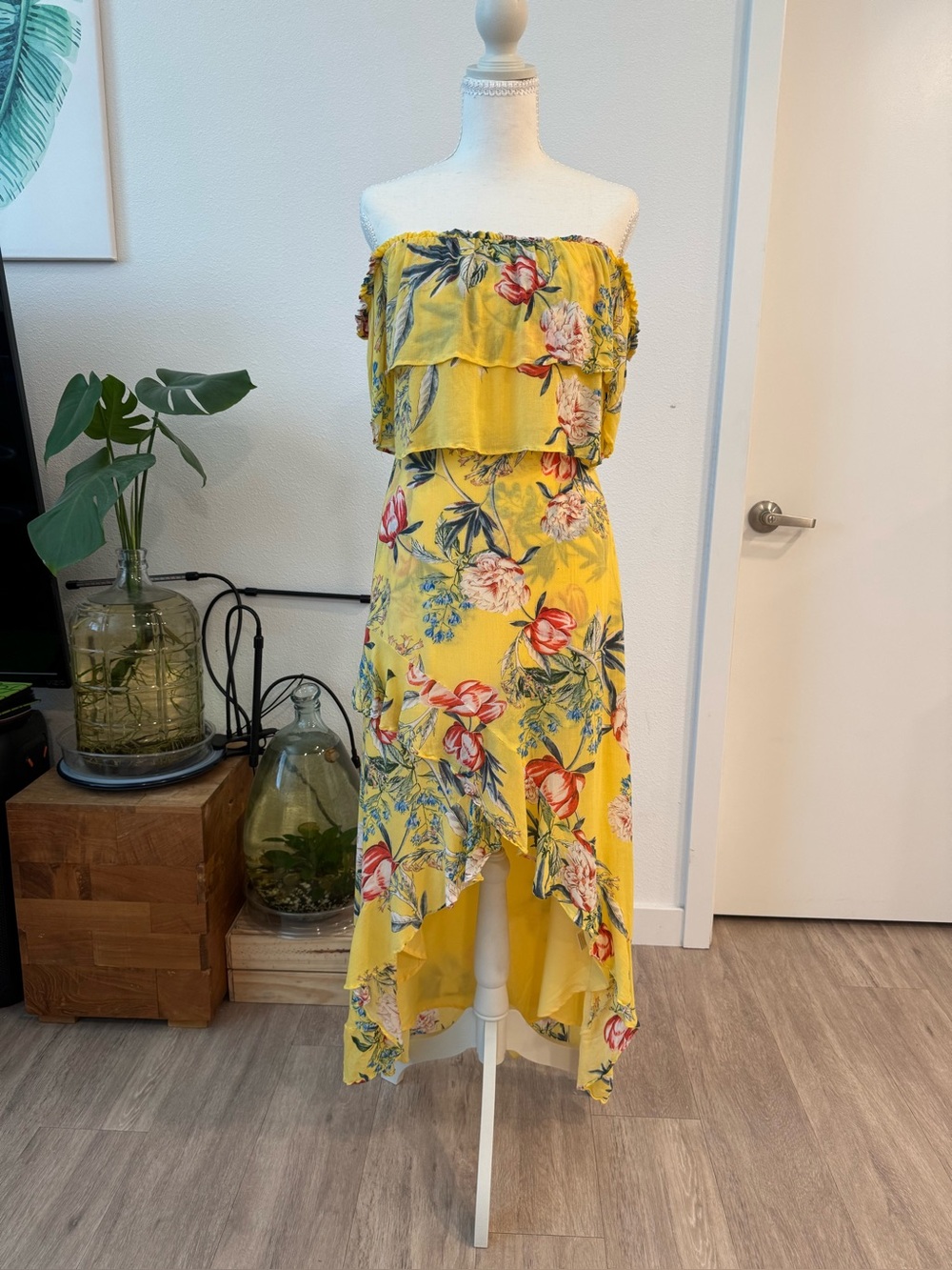 BB Dakota Floral Hi-Low Off Shoulder Dress